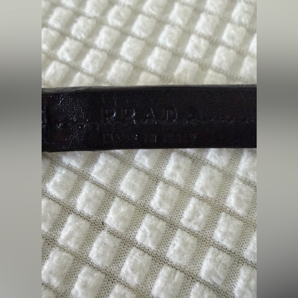 Prada Black Leather with Gold Ring and Hardware Accent Belt - Picture 2 of 9